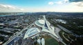 Aerial view of the Olympic Stadium in Montreal, Canada located at Olympic Park Royalty Free Stock Photo