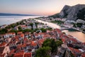 Aerial View on Omis Old Town and Cetina River, Dalmatia Royalty Free Stock Photo