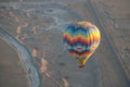 Aerial view of one multicolored hot air balloons Royalty Free Stock Photo