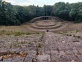 Aerial view of an open-air theatre of Thingstatte Heidelberg