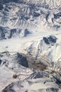 Aerial view of open-pit mine under snow, Chile Royalty Free Stock Photo