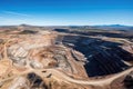 Aerial View Of Openpit Mine, The Worlds Largest, With Drones Perspective On The Canyon Copper Mine And Diamond Mining Quarry Royalty Free Stock Photo