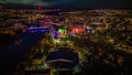 Aerial view of Opole by night, Poland Royalty Free Stock Photo