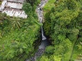 The aerial view of Orak-arik Waterfall in Baturaden Royalty Free Stock Photo