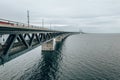 Aerial view of the Oresund bridge between Denmark and Sweden, Oresundsbron Royalty Free Stock Photo