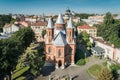 Aerial view of an Organ hall located in former armenian church in Chernivtsi, Ukraine