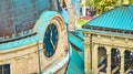 Aerial View of Ornate Clock Tower on Historic Basilica Dome, Milwaukee Royalty Free Stock Photo