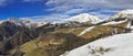 Aerial view of Orobie alps with snow at sunny day