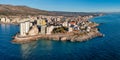 Aerial View of Oropesa del Mar: Lighthouse and Coastal Charm in Valencia Community, Spain