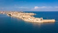Aerial view of Ortigia, historical centre of the city of Syracuse.