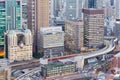 Aerial view, Osaka city office building and road, Japan Royalty Free Stock Photo