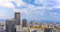 Aerial view of Osaka city from sky building. Bird eye view of cityscape at Japan Royalty Free Stock Photo