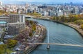 Aerial view of Osaka city from sky building. Bird eye view of cityscape at Japan Royalty Free Stock Photo