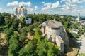 Aerial view of Ostroh Castle in Ostroh town, Rivne region, Ukraine