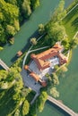 Aerial view of Otocec Castle, Slovenia