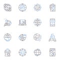 Aerial view line icons collection. Bird's-eye, Panorama, Overhead, Vista, Viewpoint, Scenery, Perspective vector and