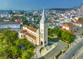 Aerial view outside Cathedral chicken in Da Lat, Vietnam on a morning