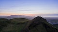 Aerial view over Arthur`s Seat mountain, the main peak of the group of hills in Edinburgh, Scotland Royalty Free Stock Photo