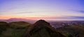 Aerial view over Arthur`s Seat mountain, the main peak of the group of hills in Edinburgh, Scotland Royalty Free Stock Photo