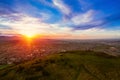 Aerial view over Arthur`s Seat mountain, the main peak of the group of hills in Edinburgh, Scotland Royalty Free Stock Photo