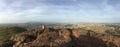 Aerial view over Arthur`s Seat mountain, the main peak of the group of hills in Edinburgh, Scotland Royalty Free Stock Photo