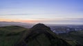 Aerial view over Arthur`s Seat mountain, the main peak of the group of hills in Edinburgh, Scotland Royalty Free Stock Photo