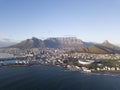 Aerial view over Cape Town, South Africa with Table Mountain Royalty Free Stock Photo