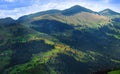 Aerial view over the Carpathian mountains - Ukraine - high resolution Royalty Free Stock Photo