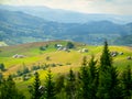Aerial view over the Carpathian mountains - Ukraine - high resolution Royalty Free Stock Photo