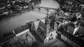 Aerial view over the city of Basel Switzerland and Cathedral Royalty Free Stock Photo