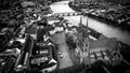 Aerial view over the city of Basel Switzerland and Cathedral Royalty Free Stock Photo