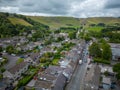 Aerial view over the city of Castleton in the Peak District Royalty Free Stock Photo