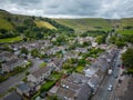 Aerial view over the city of Castleton in the Peak District Royalty Free Stock Photo