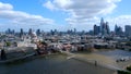 Aerial view over the city of London with St Pauls Cathedral and River Thames Royalty Free Stock Photo