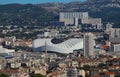 Aerial view over the city of Marseille, the Stade Velodrome. Royalty Free Stock Photo