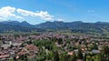 Aerial view over the city of Oberstdorf Germany