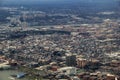 Aerial view over congested cityscape