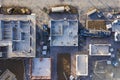 Aerial view over a construction site of new homes being built Royalty Free Stock Photo