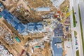 Aerial view over a construction site in newly developed neighbourhood