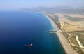 Aerial view over Dalaman beach on the Meditteranean coast of Tur Royalty Free Stock Photo