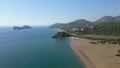 Aerial view over Dalaman beach toward Sarigerme on the Meditteranean coast of Turkey.