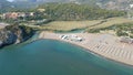 Aerial view over Dalaman beach toward Sarigerme on the Meditteranean coast of Turkey.