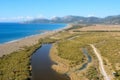 Aerial view over Dalaman river and beach in Turkey Royalty Free Stock Photo