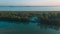 Aerial view over Danube river near Bratislava, Slovakia Royalty Free Stock Photo