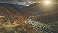 Aerial View of beautiful autumn mountain landscape Royalty Free Stock Photo