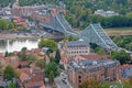 Aerial view over Dresden and the Loschwitz Bridge