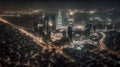 aerial view over Dubai at night Royalty Free Stock Photo