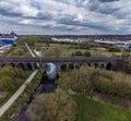 An aerial view over the Far Cotton Railway viaduct in Northampton, UK Royalty Free Stock Photo