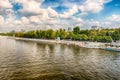 Aerial view over the Gorky Park and Moskva River, Moscow