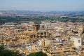 Aerial view over Granada from Alhambra with cathedral Catedral renacentista, Andalusia